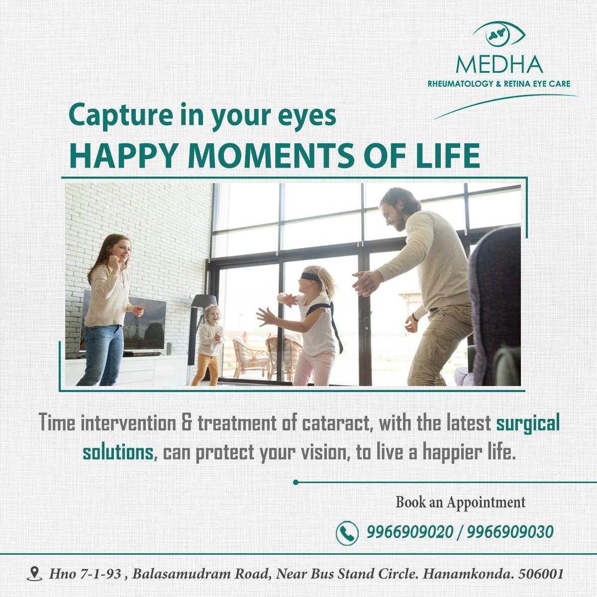 Time intervention and treatment of cataracts, with the latest surgical solutions, can protect your vision, to live a Happier Life..